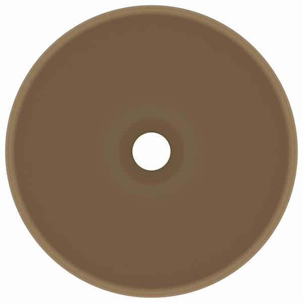 vidaXL Lyxigt runt handfat matt gräddvit 32,5x14 cm keramik Creme