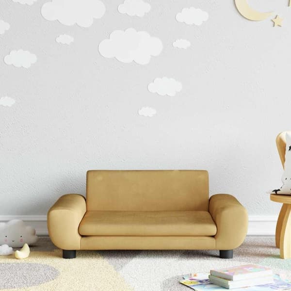 vidaXL Barnsoffa brun 70x45x33 cm sammet Brun