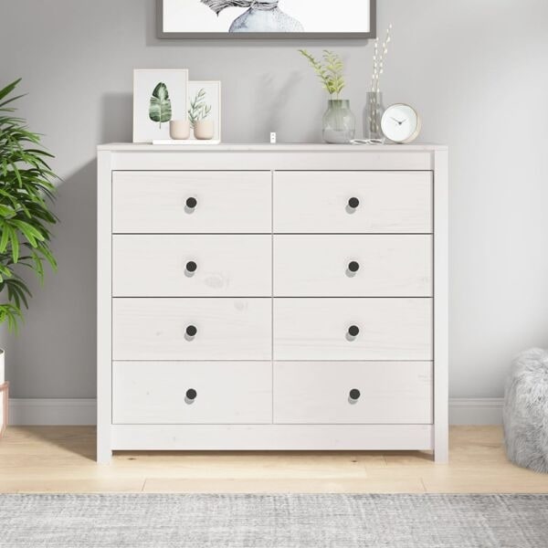 vidaXL Sidoskåp vit 100x40x90 cm massiv furu Vit