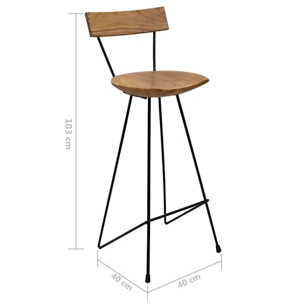 vidaXL Barstolar 2 st massiv teak Brun