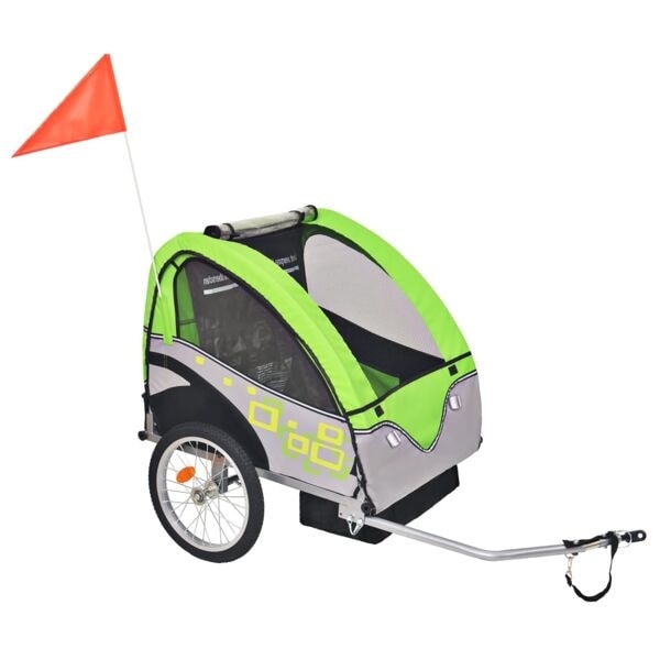 vidaXL Cykelvagn grå och grön 30 kg Grön