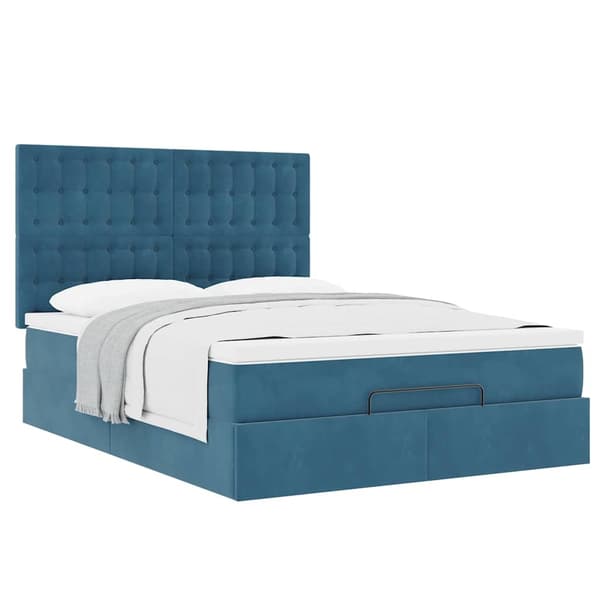 vidaXL Ottoman sängram med madrasser mörkblå 140x200 cm sammet Blå