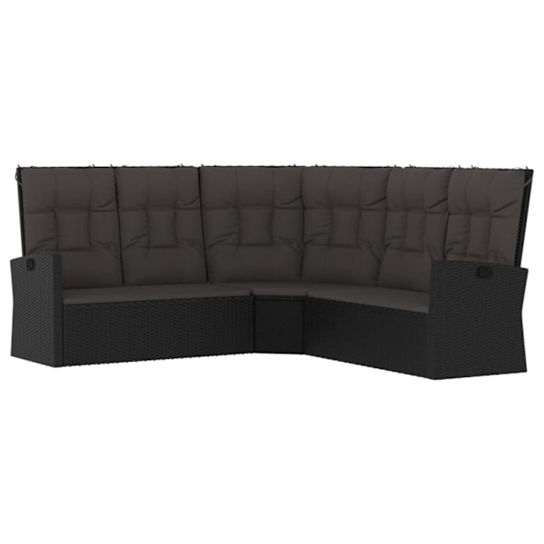 vidaXL Loungegrupp med dynor 2 delar svart konstrotting Svart