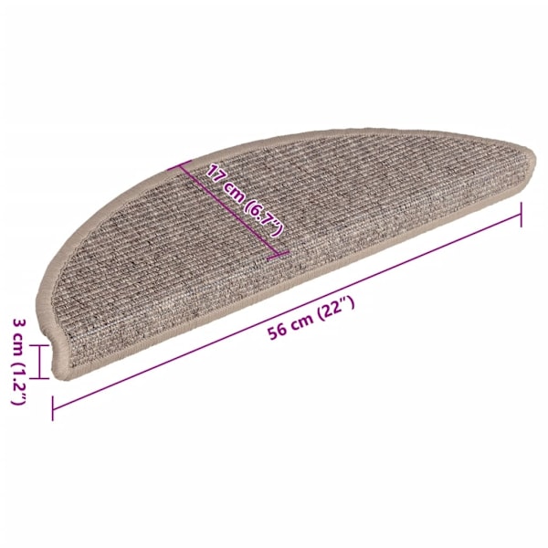 vidaXL Trappstegsmattor självhäftande 15 st 56x17x3 cm mörkbeige Beige
