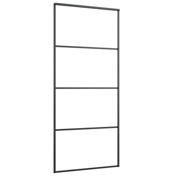 vidaXL Skjutdörr med beslagset ESG glas och aluminium 90x205 cm Svart