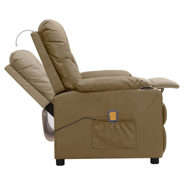 vidaXL Massagefåtölj cappuccino konstläder Brun