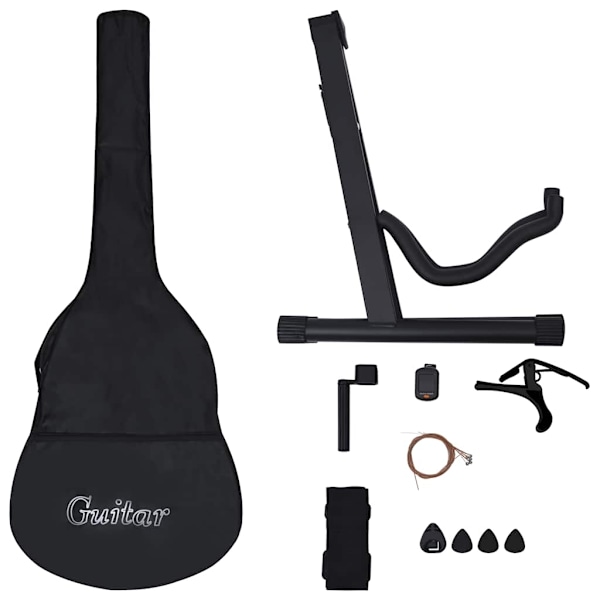 vidaXL Klassisk gitarr 12 delar svart 4/4 39" Svart
