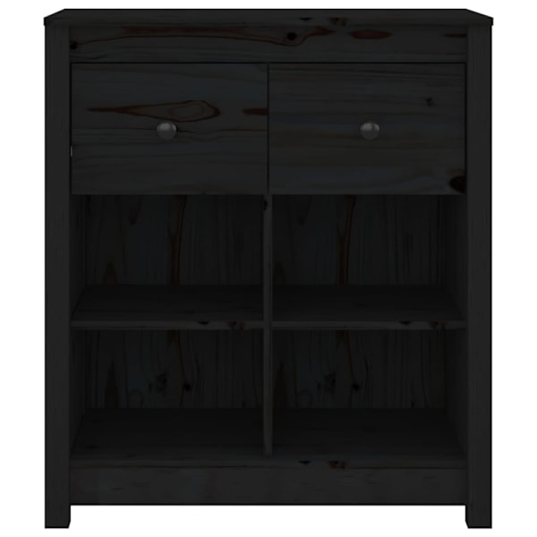 vidaXL Skänk svart 70x35x80 cm massiv furu Svart