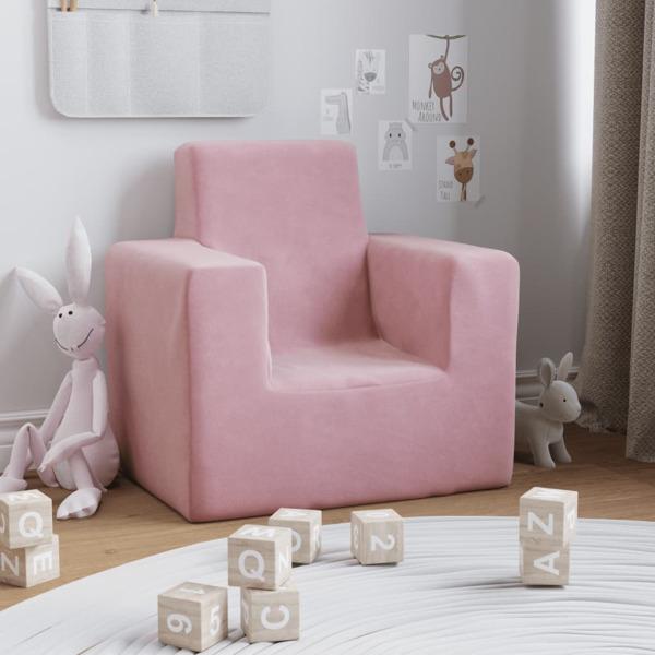 vidaXL Barnsoffa rosa mjuk plysch Rosa