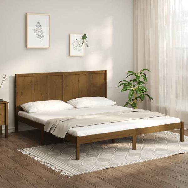 vidaXL Sängram honungsbrun massiv furu 200x200 cm Brun