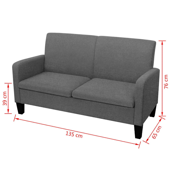 vidaXL 2-sitssoffa 135x65x76 cm mörkgrå grå