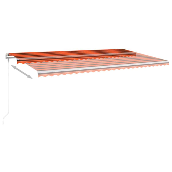 vidaXL Markis med LED manuellt infällbar 6x3,5 m orange och brun Flerfärgsdesign