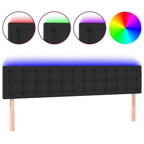vidaXL Sänggavel LED svart 160x5x78/88 cm konstläder Svart