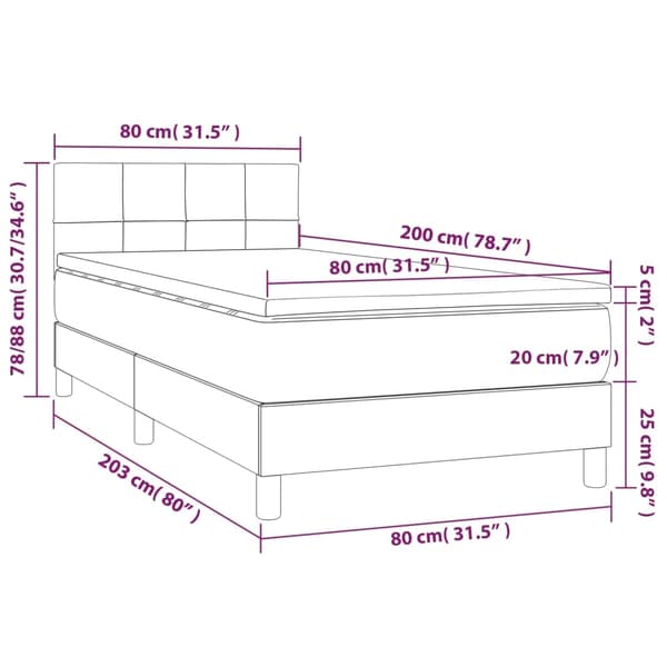 vidaXL Ramsäng med madrass mörkblå 80x200 cm sammet Blå