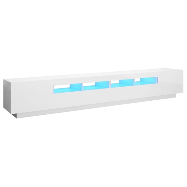 vidaXL TV-bänk med LED-belysning vit högglans 260x35x40 cm Vit
