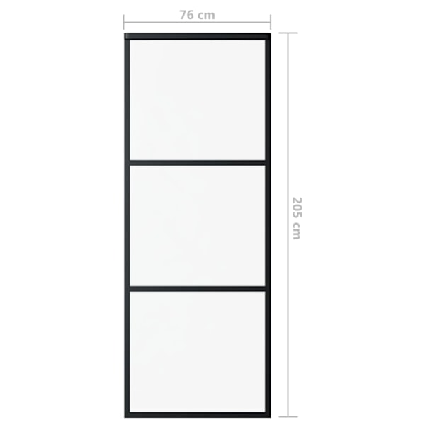 vidaXL Skjutdörr med beslagset ESG glas och aluminium 76x205 cm Svart