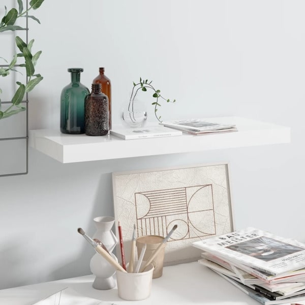 vidaXL Svävande vägghylla vit högglans 60x23,5x3,8 cm MDF Vit