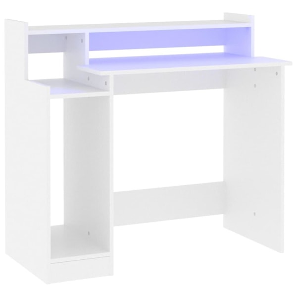 vidaXL Skrivbord med LED vit 97x45x90 cm konstruerat trä Vit