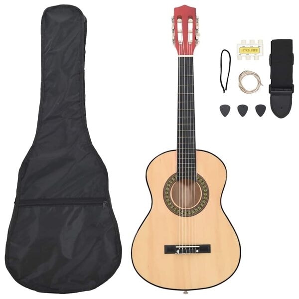 vidaXL Gitarr för barn 8 delar klassisk 1/2 34" Brun