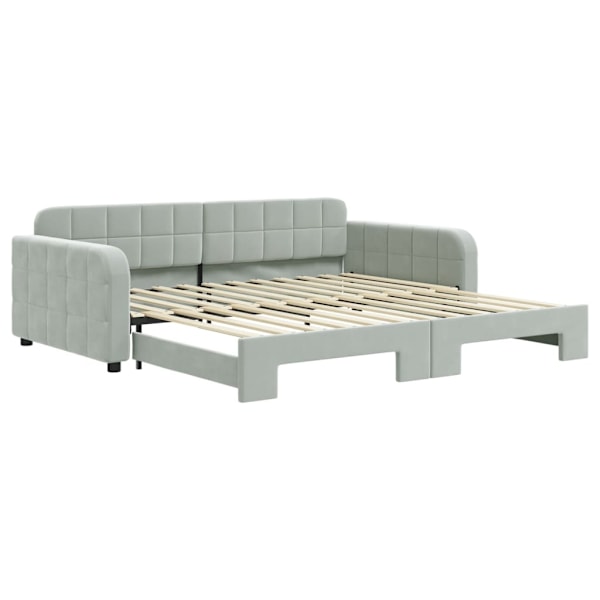 vidaXL Dagbädd utdragbar ljusgrå 100x200 cm sammet Grå