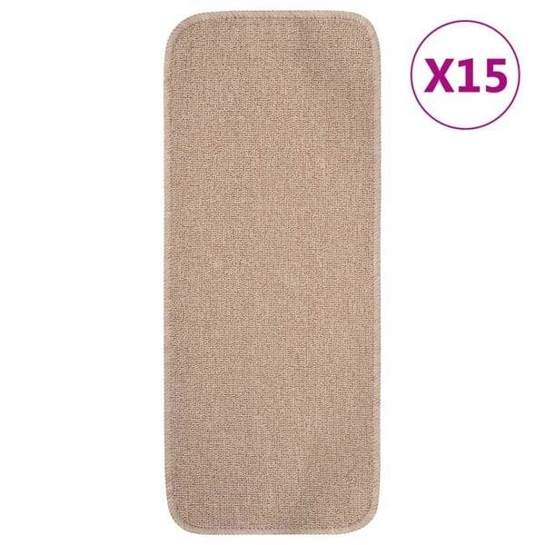 vidaXL Trappstegsmattor halkfri 15 st 60x25 cm beige rektangulär Beige