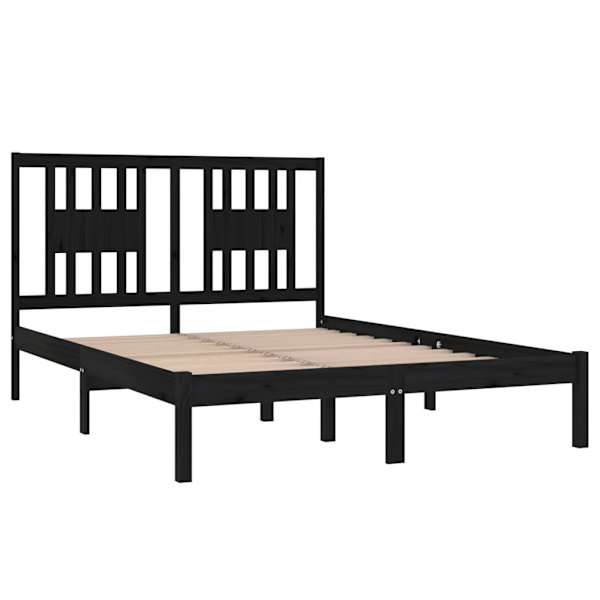vidaXL Sängram svart massiv furu 120x200 cm Svart