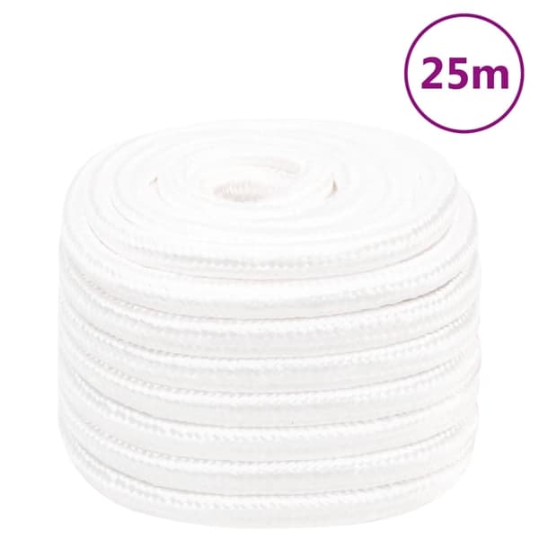 vidaXL Båtlina helvit 20 mm 25 m polypropylen Vit