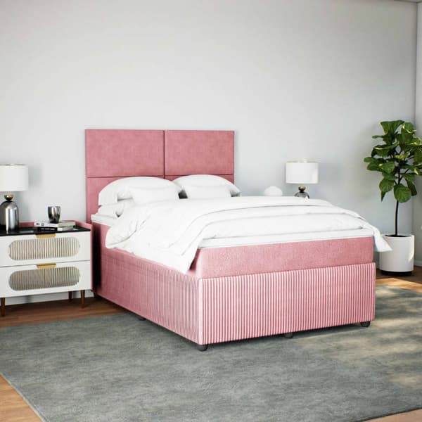 vidaXL Ramsäng med madrass rosa 140x200 cm sammet Rosa