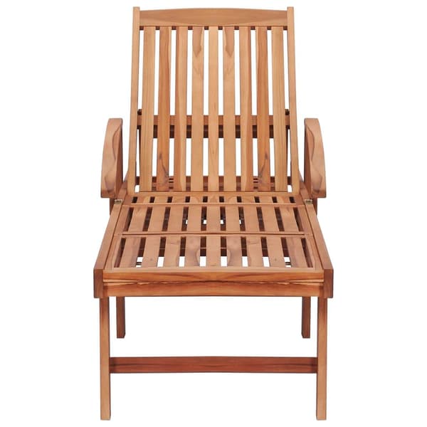 vidaXL Solsäng med blå dyna massiv teak Blå
