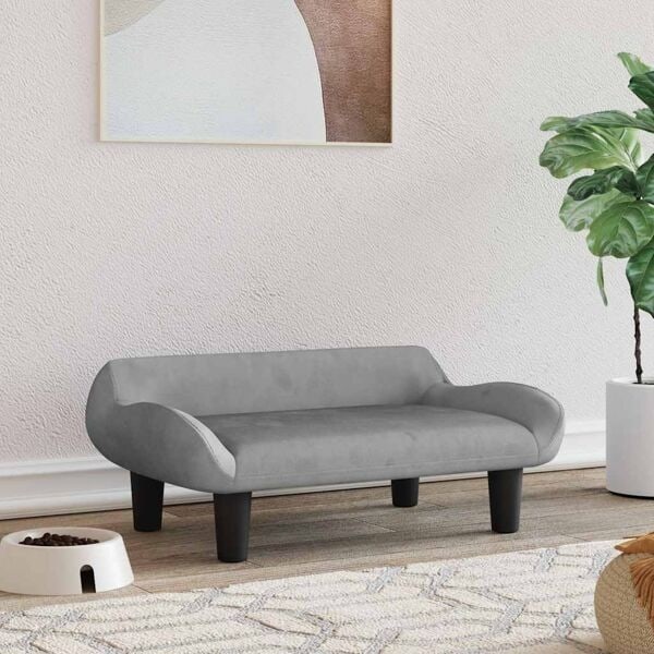 vidaXL Hundbädd ljusgrå 70x40x24 cm sammet Grå