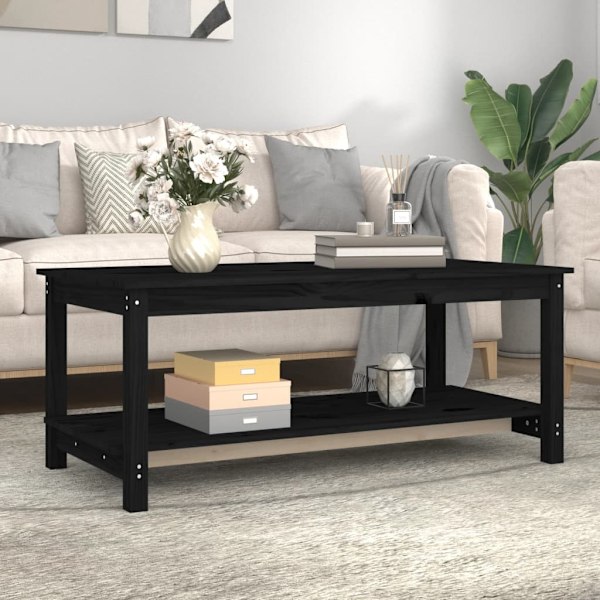 vidaXL Soffbord svart 110x55x45 cm massiv furu Svart