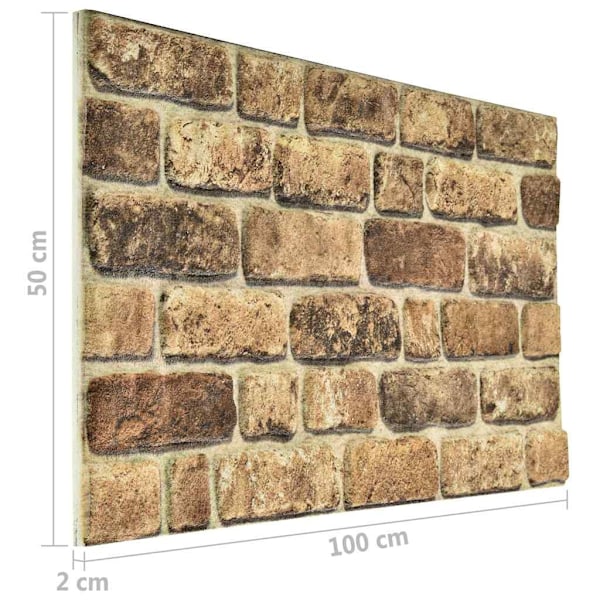vidaXL Väggpaneler 3D mörkt sandtegel 10 st EPS Beige