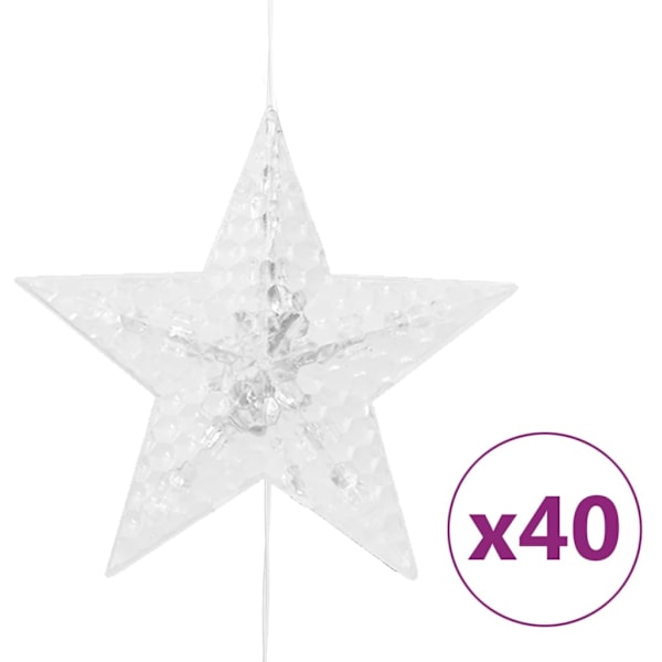 vidaXL Ljusgardin med stjärnor 200 lysdioder kallvit 8 funktioner Vit