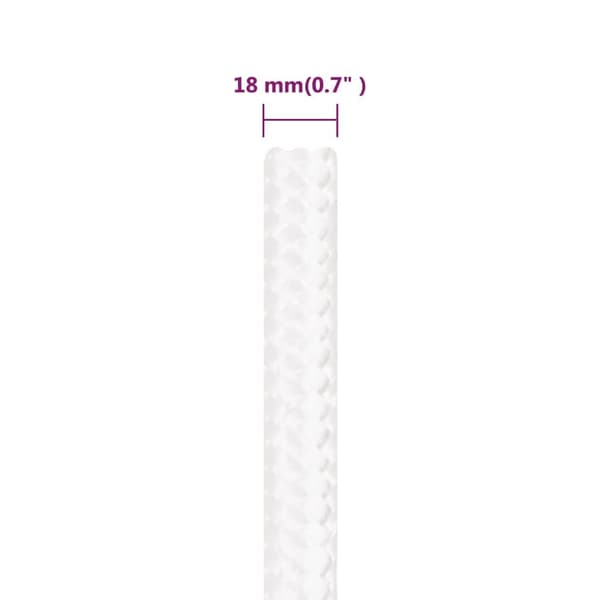 vidaXL Båtlina helvit 18 mm 100 m polypropylen