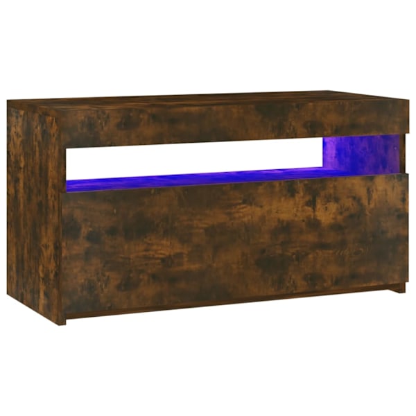 vidaXL Tv-bänk med LED-belysning rökfärgad ek 75x35x40 cm Brun