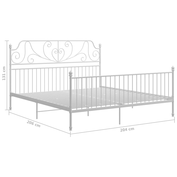 vidaXL Sängram vit metall 200x200 cm Vit