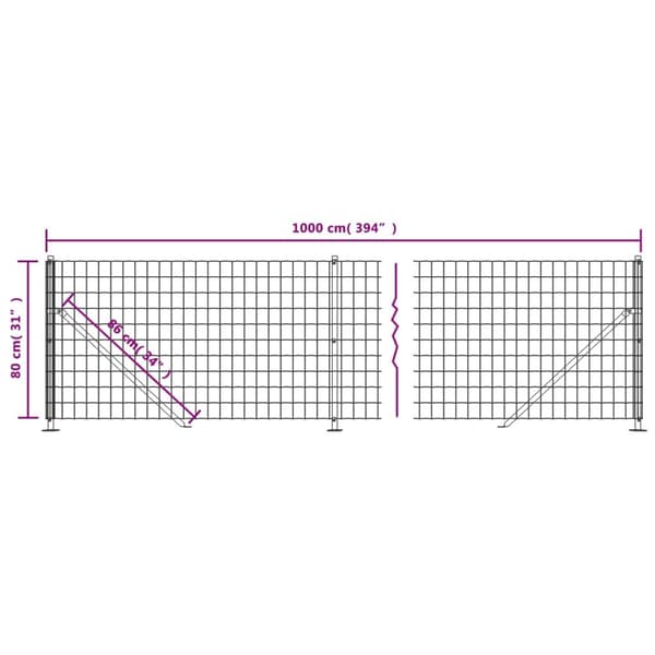 vidaXL Stängsel med stolpsko grön 0,8x10 m Grön