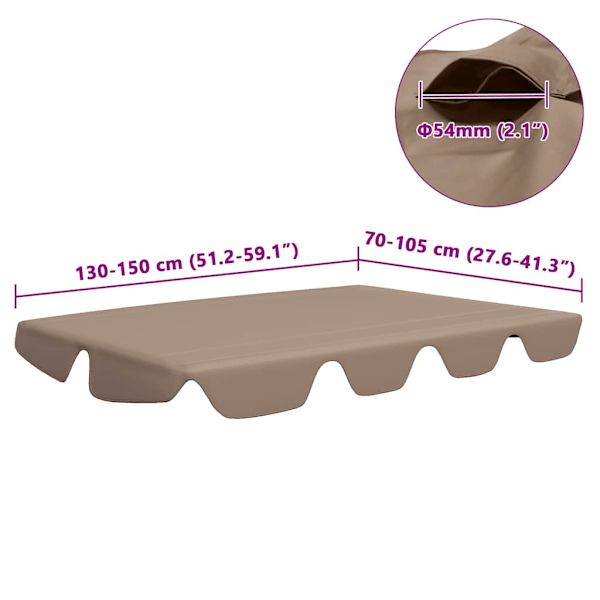 vidaXL Reservtak för hammock taupe 150/130x105/70 cm Taupe