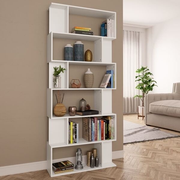 vidaXL Bokhylla/Rumsavdelare vit 80x24x192 cm konstruerat trä Vit