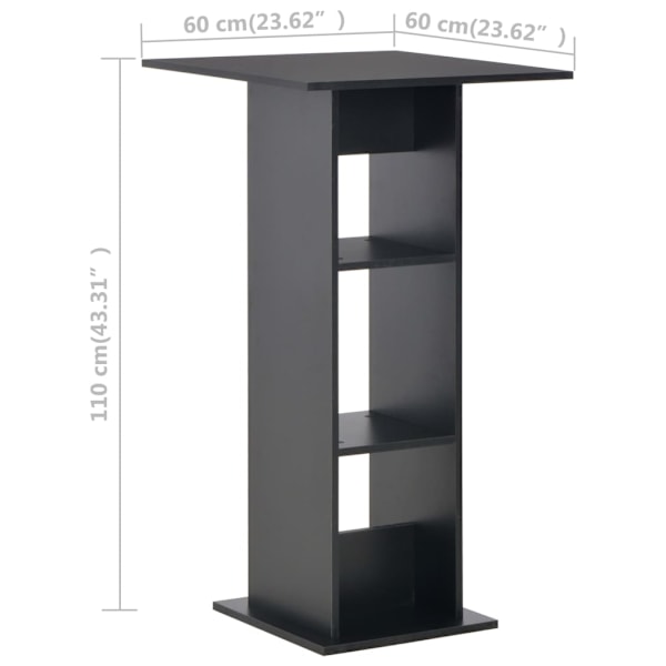 vidaXL Barbord svart 60x60x110 cm Svart