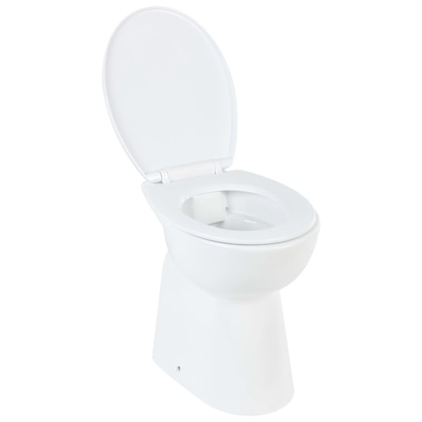 vidaXL Hög toalettstol 7 cm utan spolkant mjuk stängning keramis Vit