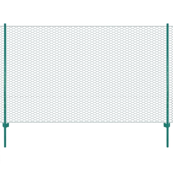 vidaXL Stängsel med stolpar stål 25x1,5 m grön Grön