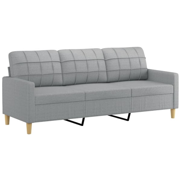 vidaXL 3-sitssoffa ljusgrå 180 cm tyg Grå