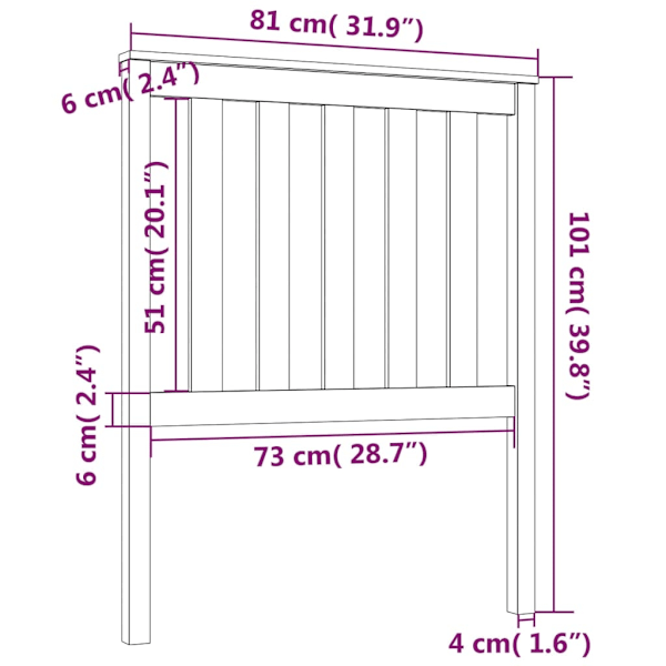 vidaXL Sänggavel 81x6x101 cm massiv furu Brun