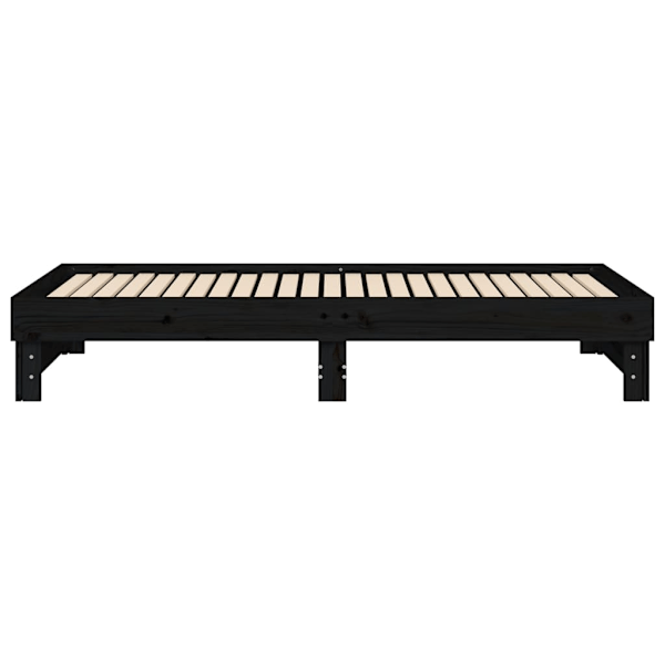 vidaXL Utdragbar dagbädd svart 2x(90x200) cm massiv furu Svart