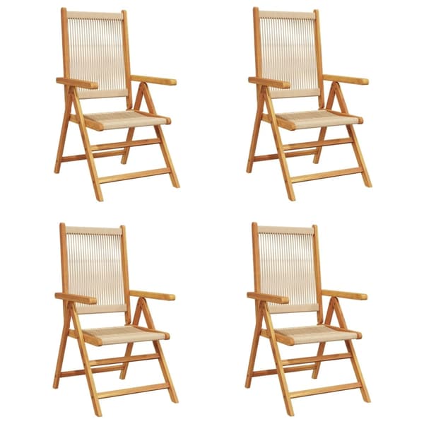 vidaXL Fällbara fåtöljer 4 st beige massivt trä akacia Beige