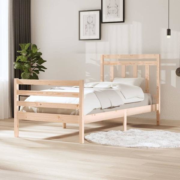vidaXL Sängram massivt trä 100x200 cm Brun