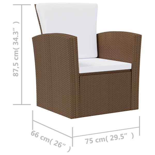 vidaXL Loungegrupp med dynor 16 delar konstrotting brun Brun