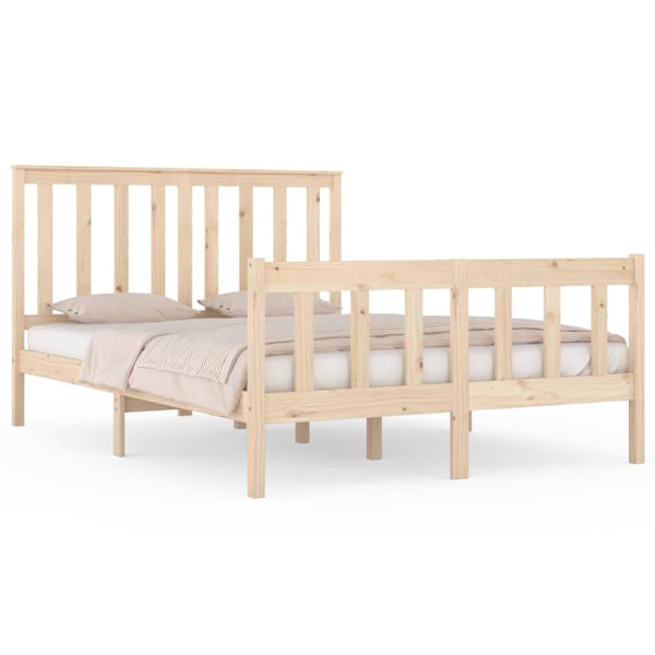 vidaXL Sängram massiv furu 140x190 cm Brun