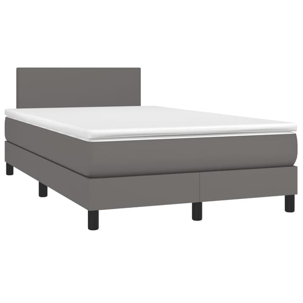 vidaXL Ramsäng med bäddmadrass grå 120x190 cm konstläder Grå